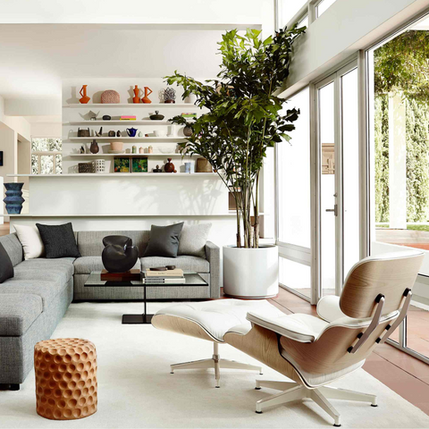 Eames Lounge Chair and Ottoman (Ivory)