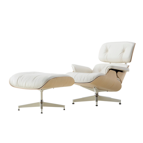 Eames Lounge Chair and Ottoman (Ivory)